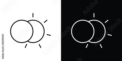 Eclipse icon. Editable Vector symbols. Set of line icons on white background.