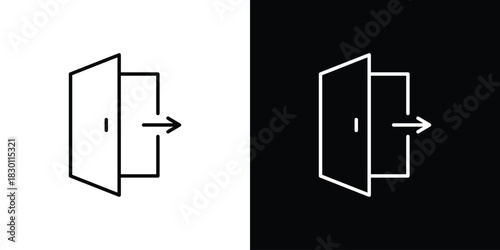 Exit icon. Editable Vector symbols. Set of line icons on white background.