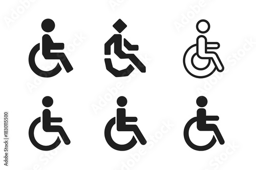 Accessible Medical Icons. accessible medical icons set. Icon set. Set Logo of accessible medical icons set: wheelchair accessibility. harmonious logo