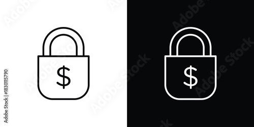 Fixed price icon. Editable Vector symbols. Set of line icons on white background.