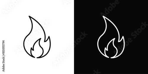 Flame icon. Editable Vector symbols. Set of line icons on white background.