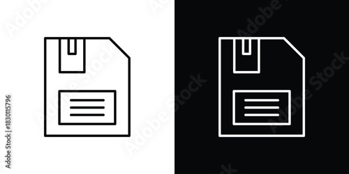 Floppy disk icon. Editable Vector symbols. Set of line icons on white background.