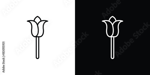 Flower tulip icon. Editable Vector symbols. Set of line icons on white background.