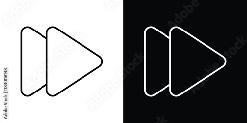 Forward icon. Editable Vector symbols. Set of line icons on white background.