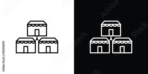 Franchise icon. Editable Vector symbols. Set of line icons on white background.