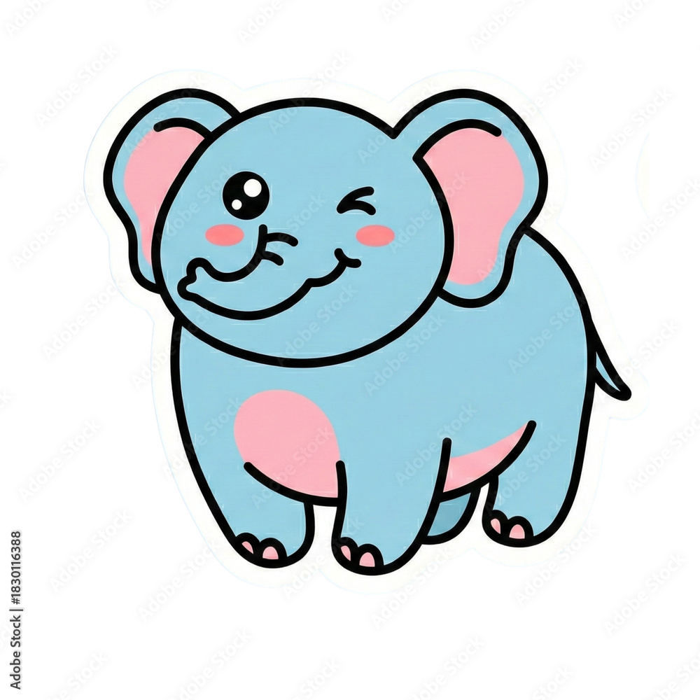 Naklejka premium Cute Kawaii Safari Animal Vector Illustration Sticker