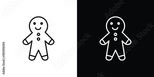 Gingerbread man icon. Editable Vector symbols. Set of line icons on white background.