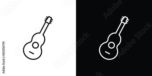 Guitar icon. Editable Vector symbols. Set of line icons on white background.