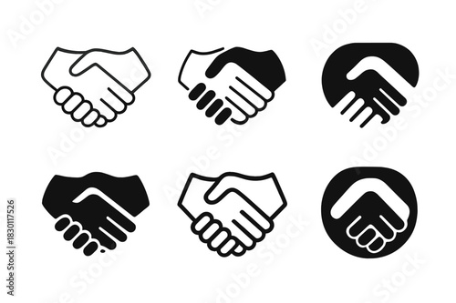 Customer Feedback Icons. The role of customer feedback in shaping marketing strategies. Icon set. Set Logo of handshake. harmonious logo variations of the same