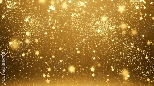 Golden Star Dust Particles Falling Downward With Subtle Motion And Soft Lighting Creating A Festive And Luxurious Atmosphere Perfect For Celebrations And Special Events