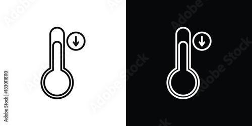 Low Temperature icon. Editable Vector symbols. Set of line icons on white background.