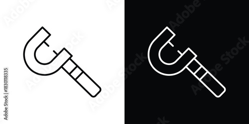 Micrometer icon. Editable Vector symbols. Set of line icons on white background.