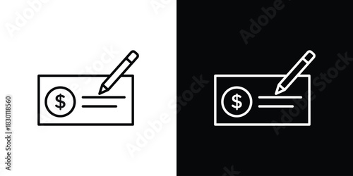 Money check icon. Editable Vector symbols. Set of line icons on white background.