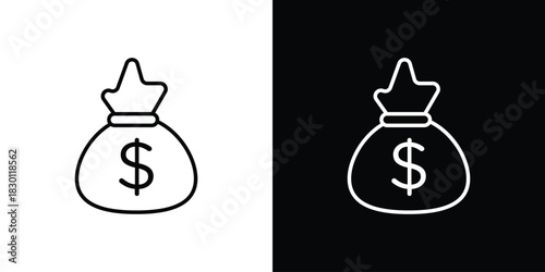 Money bag icon. Editable Vector symbols. Set of line icons on white background.