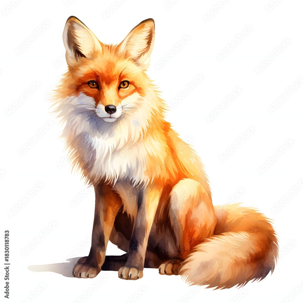 Obraz premium Fox illustration sitting isolated on white background