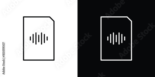 Music File icon. Editable Vector symbols. Set of line icons on white background.