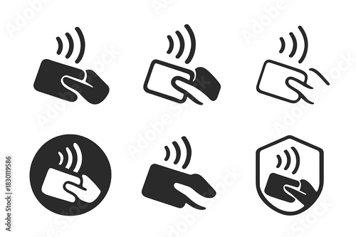 Financial Access Icons. Access to Financial Services. Icon set. Set Logo of Access to Financial Services: Contactless Payment. harmonious logo variations of