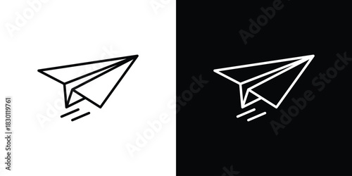 Paper plane icon. Editable Vector symbols. Set of line icons on white background.