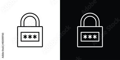 Password icon. Editable Vector symbols. Set of line icons on white background.