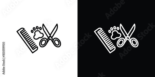 Pet grooming icon. Editable Vector symbols. Set of line icons on white background.
