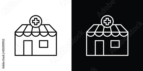 Pharmacy icon. Editable Vector symbols. Set of line icons on white background.