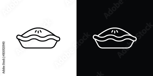 Pie icon. Editable Vector symbols. Set of line icons on white background.
