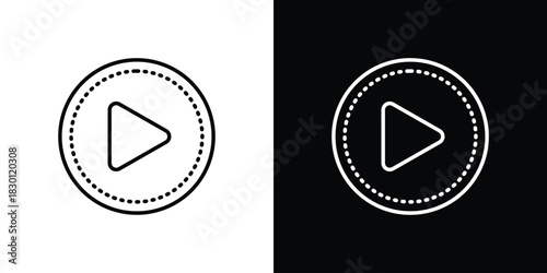 Play icon. Editable Vector symbols. Set of line icons on white background.
