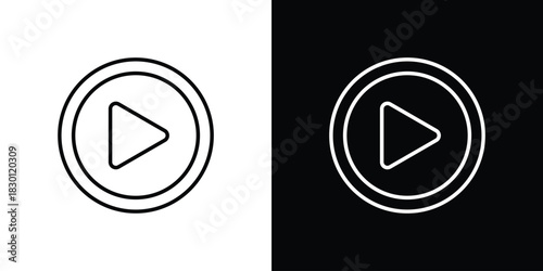 Play icon. Editable Vector symbols. Set of line icons on white background.
