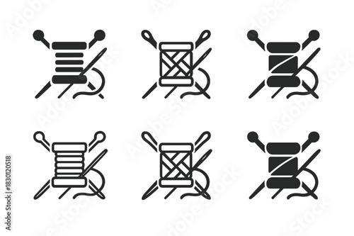 Handmade Crafts Logo Set. Creating and selling handmade crafts. Icon set. Set Logo of handmade crafts: craft tools and supplies. harmonious logo variations of