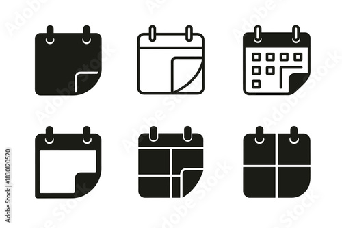 Hanging Calendar Icon Set. Hanging calendars and planners for easy access. Icon set. Set Logo of hanging calendars and planners for easy access: flip calendar