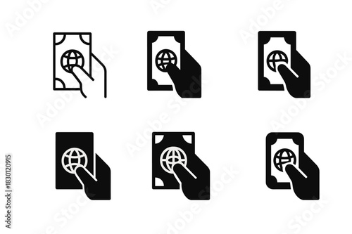 International Bank Logos. Counting foreign money. Icon set. Set Logo of international bank. harmonious logo variations of the same emblematic concept (Minimal