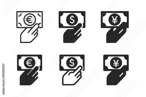 International Bank Logos. Counting foreign money. Icon set. Set Logo of international bank. harmonious logo variations of the same emblematic concept (Minimal