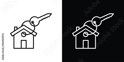 Selling or rent home icon. Editable Vector symbols. Set of line icons on white background.