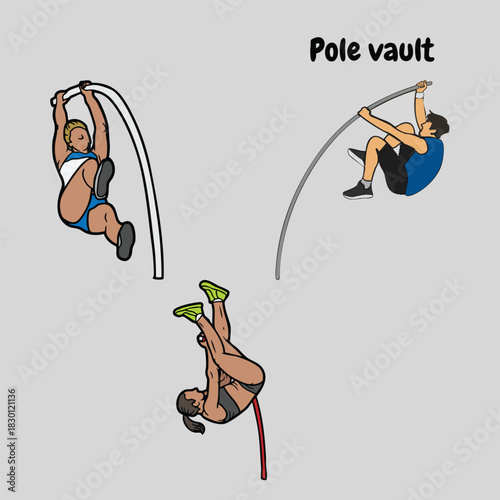 vector illustration of pole vault sport