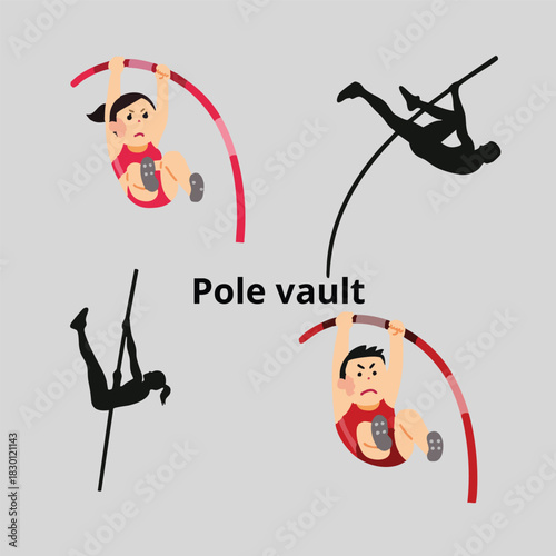 Pole vault sport shows athletes midaction powerfully competing in the exciting sport.
