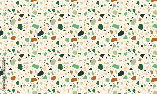 Modern Seamless Terrazzo Pattern Background with Earthy Tones and Colorful Stone Speckles