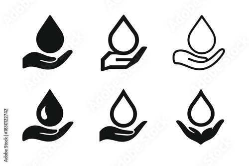 Skin Care Logos. skin care. Icon set. Set Logo of skin care: water droplet. harmonious logo variations of the same emblematic concept, each with different