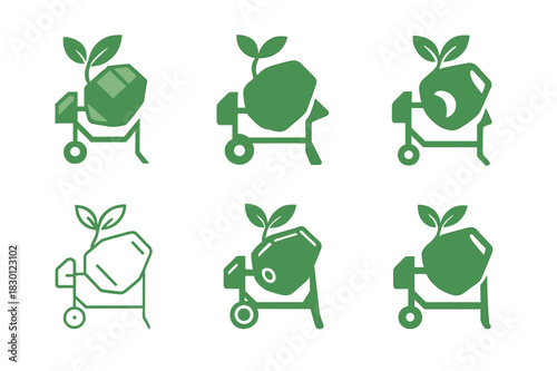 Eco-Friendly Home Logos. alternative building materials for eco-friendly homes. Icon set. Set Logo of alternative building materials for eco-friendly homes: