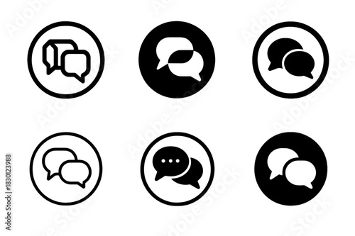 Dialogue Icons Set. dialogue exchange. Icon set. Set Logo of dialogue exchange: messaging icons in circular frame. harmonious logo variations of the same