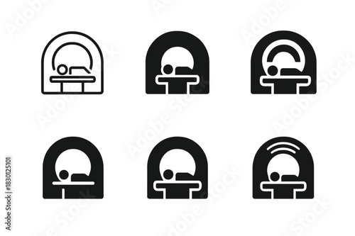 CT Scan Logo Variations. ct scan. Icon set. Set Logo of ct scan: simplified scan sequence. harmonious logo variations of the same emblematic concept, each with
