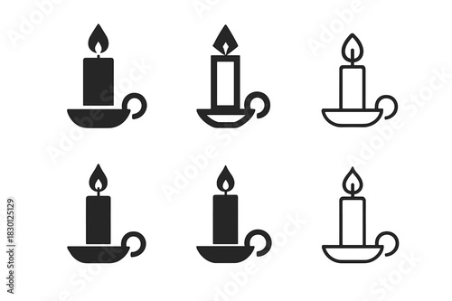 Candle Icon Variations. candle. Icon set. Set Logo of candle: candle with holder. harmonious logo variations of the same emblematic concept, each