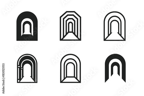 Elegant Architectural Icons. photographs of awe-inspiring architecture and design. Icon set. Set Logo of photographs of awe-inspiring architecture and design: