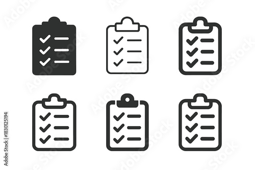 Harmonious Work Ethic Icons. work ethic. Icon set. Set Logo of work ethic: checklist with completed tasks. harmonious logo variations of the same emblematic