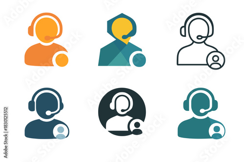 Personalized Service Logos. personalized service. Icon set. Set Logo of personalized service: customer profile. harmonious logo variations of the