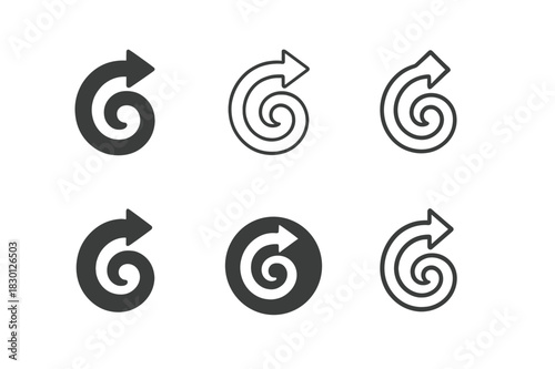 Organizational Change Icons. Managing organizational change and transformation. Icon set. Set Logo of managing organizational change and transformation: spiral