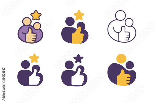 Parenting Icons Grid. Parenting Tips. Icon set. Set Logo of Parenting Tips: Positive Reinforcement. harmonious logo variations of the same emblematic concept