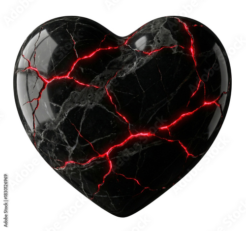 Black Marble Heart with Pulsing Red LED Veins.