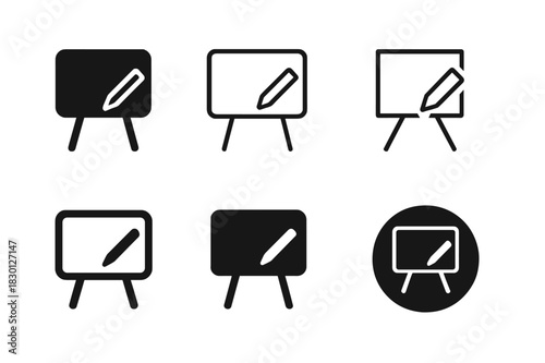 Remote Work Icon Set. Remote work tools. Icon set. Set Logo of digital whiteboard. harmonious logo variations of the same emblematic concept (Filled