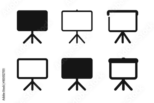 Remote Work Icon Set. Remote work tools. Icon set. Set Logo of digital whiteboard. harmonious logo variations of the same emblematic concept (Filled