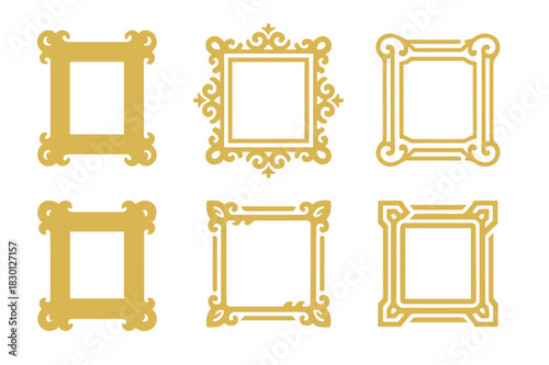 Renaissance Logo Variations. Historical artwork. Icon set. Set Logo of historical artwork: Renaissance gilded picture frame. harmonious logo variations of the